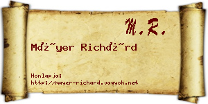Máyer Richárd névjegykártya