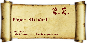 Máyer Richárd névjegykártya